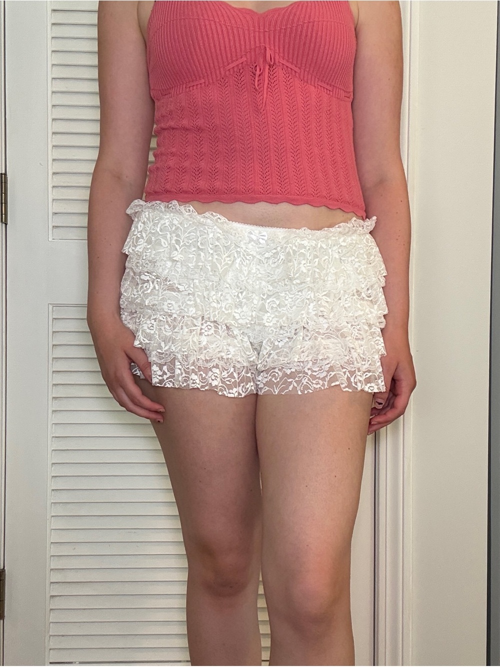 White lace ruffle micro mini skort summer vacation party festival concert
